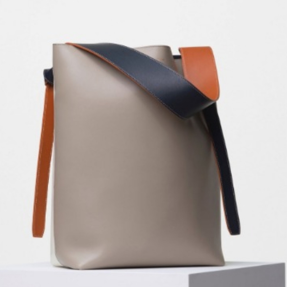 Celine Twisted Cabas Tote, creme/taupe